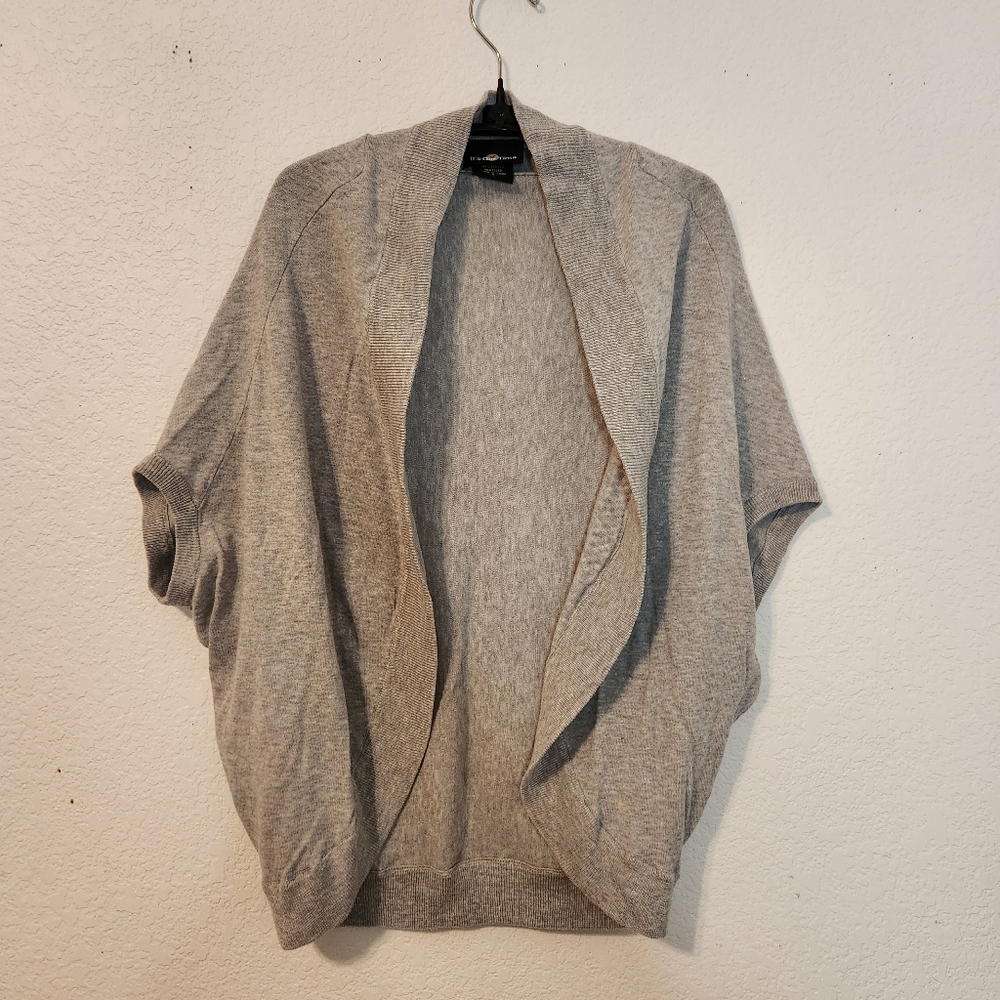 It's Our Time Gray Women's Open Front Cardigan with Bat‎ Wing Sleeves, Size S